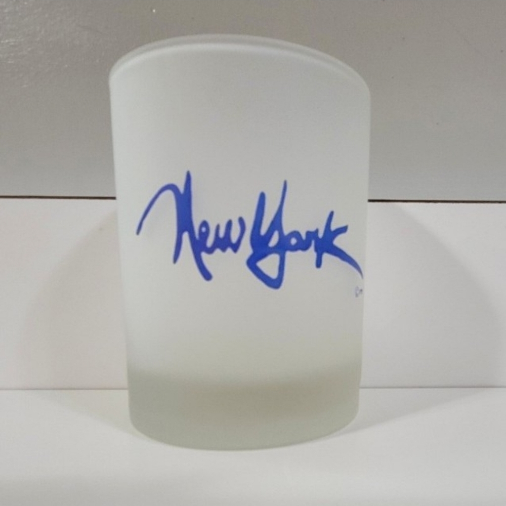 FROSTED DRINKING GLASS  NEW YORK LETTERING